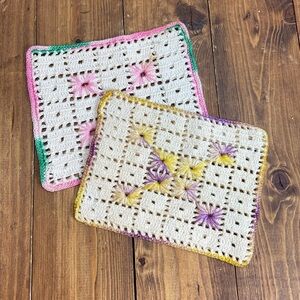 2 vintage crochet hot pads